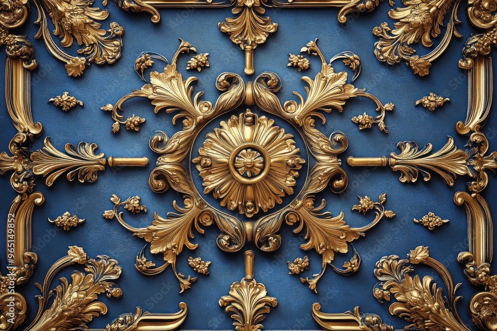 golden door knocker on blue background golden door knocker on blue background