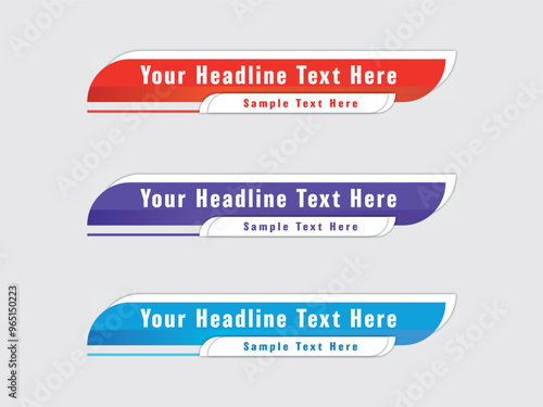 Flat Set of a Lower third design template with 3 color premium vector