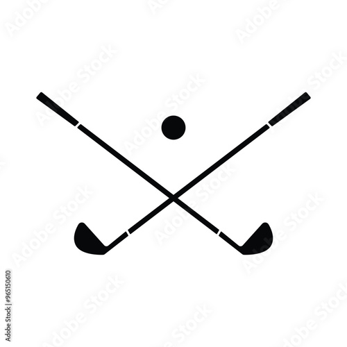 crossed golf sticks icon isolated on white background.