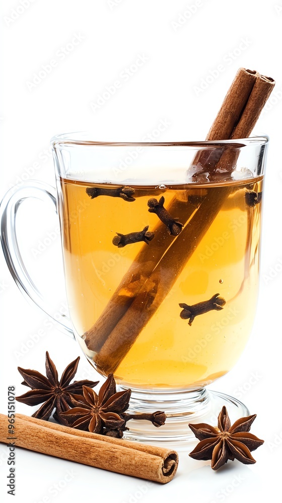 Warm spiced tea with cinnamon sticks, star anise, and cloves. Warm spiced tea with cinnamon sticks, star anise, and cloves.