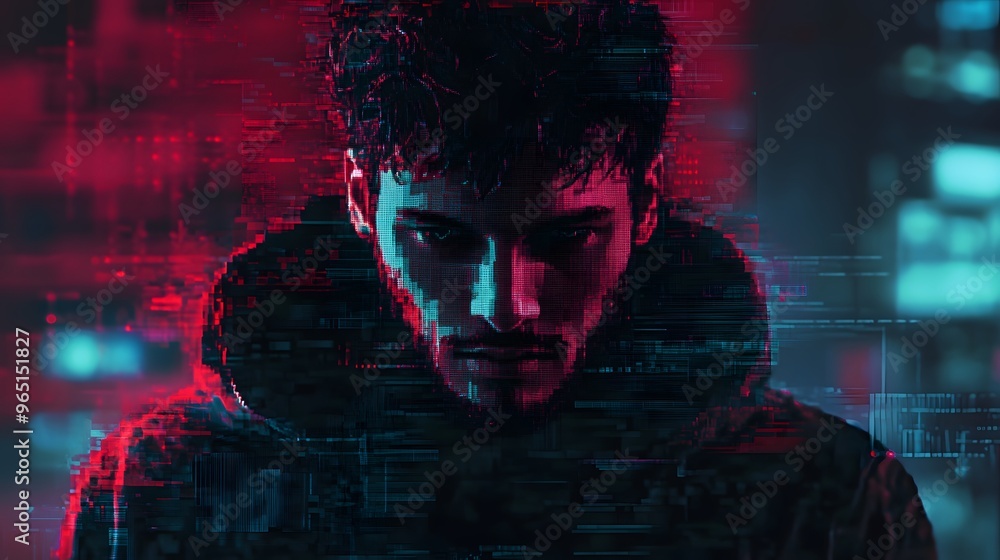 Hacker in Glitch Effect Digital Art Hacker in Glitch Effect Digital Art
