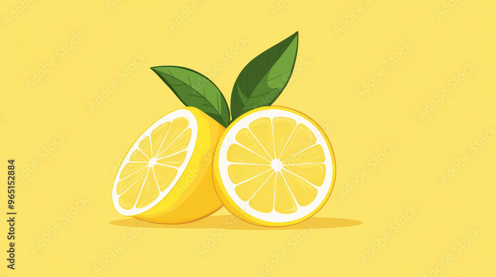 Bright yellow lemon with a vibrant green leaf, perfect for adding a fresh touch to any design or culinary creation. Bright yellow lemon with a vibrant green leaf, perfect for adding a fresh touch to any design or culinary creation.