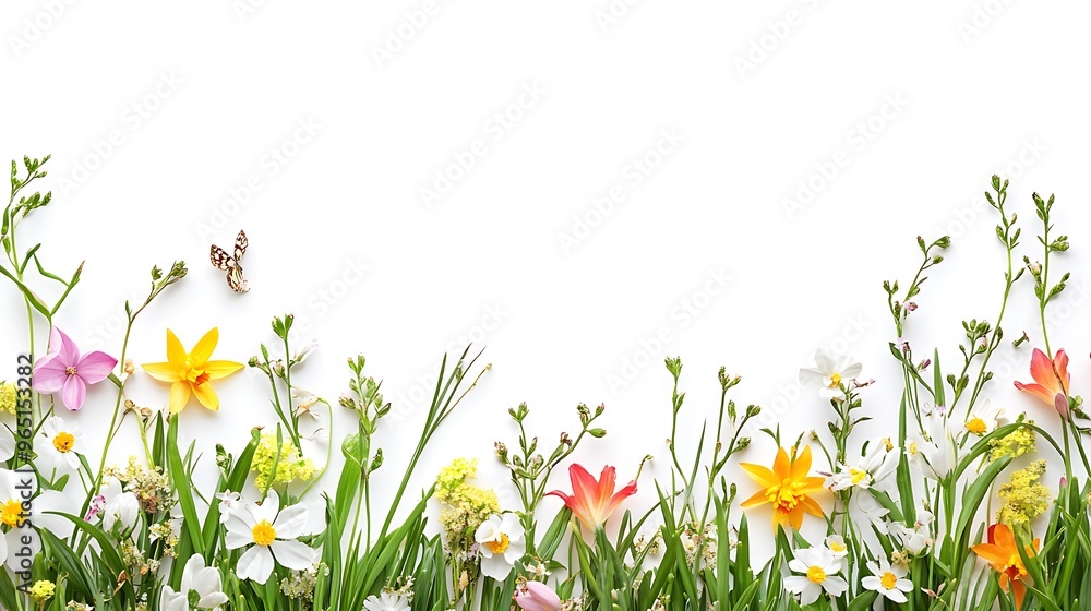 Colorful Spring Flowers and Easter Eggs Colorful Spring Flowers and Easter Eggs