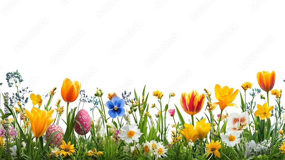 Colorful Spring Flowers and Easter Eggs Colorful Spring Flowers and Easter Eggs