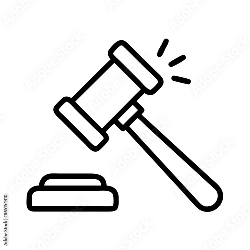 Vector business auction gavel icon, bidding process, minimalistic design, monochrome colors
