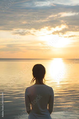 Peaceful Solitude at the Water s Edge Serene Sunrise Silhouette