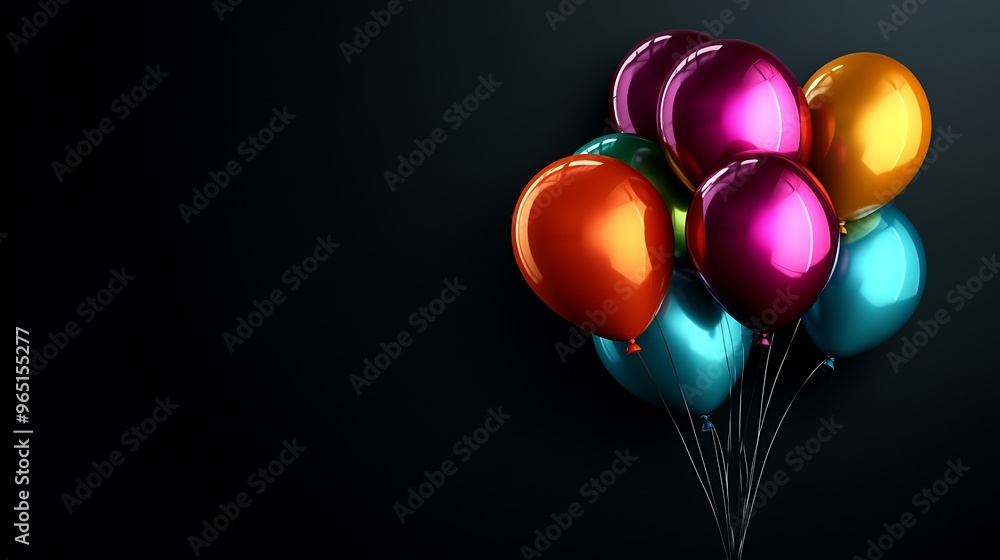 Colorful Balloons against a Black Background Colorful Balloons against a Black Background