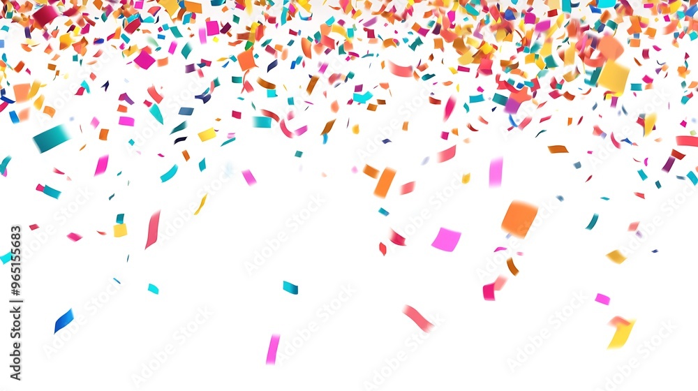 Fototapeta premium Colorful Confetti Falling on White Background