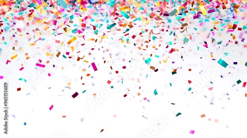 Colorful Confetti Falling on White Background