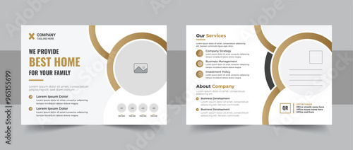 Modern real estate business postcard template, corporate eddm postcard design layout vector or invitation crad design, event card design, direct mail template