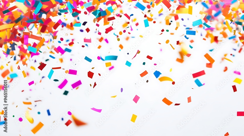 Fototapeta premium Colorful Confetti Falling on White Background