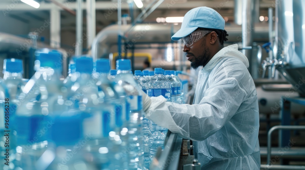 Inside the factory, factory employees check the quality of water bottles before they are shipped. Reverse osmosis systems used in factories Controlling the quality and purity of water Inside the factory, factory employees check the quality of water bottles before they are shipped. Reverse osmosis systems used in factories Controlling the quality and purity of water