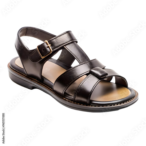 sandal black summer accessory isolated on transparent background