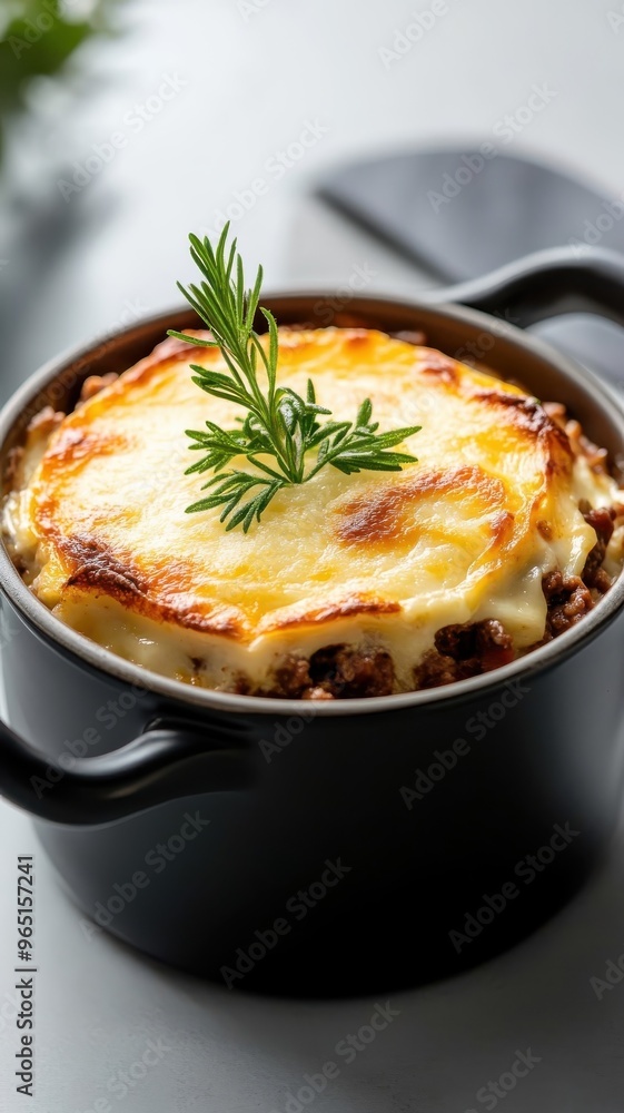 Moussaka isolated on a white background to highlight its layers and texture. Moussaka isolated on a white background to highlight its layers and texture.