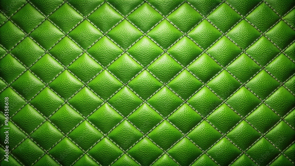 Fototapeta premium Green quilted leather pattern with a realistic perspective view, quilted, leather, green, pattern, texture,realistic
