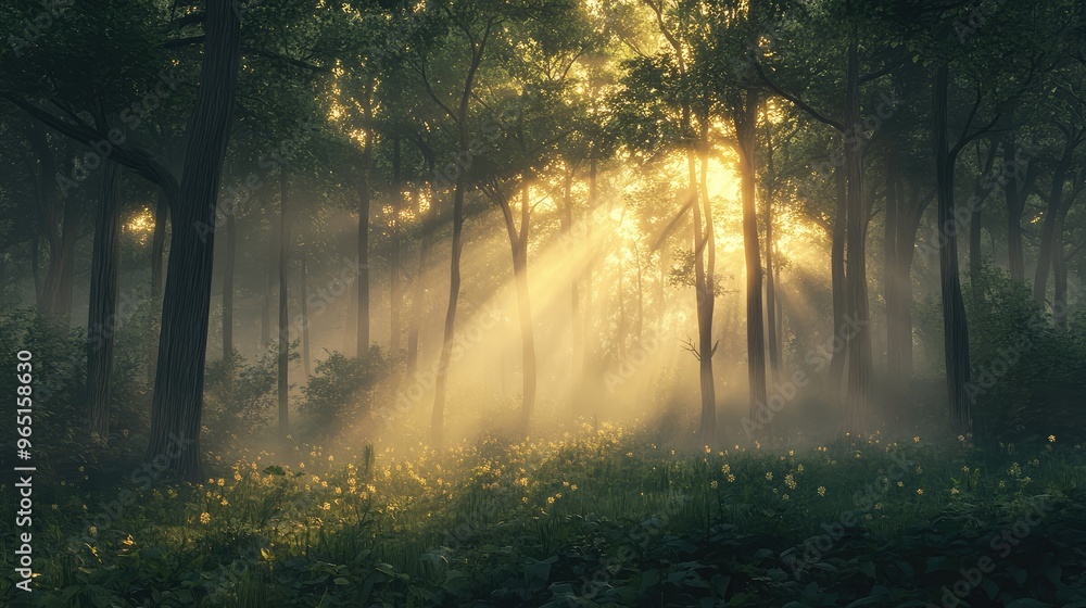 Fototapeta premium sun rays in the forest