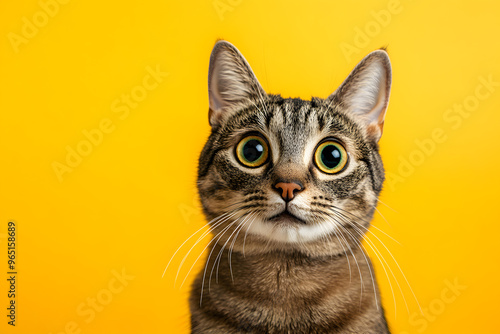 A funny cat with a surprised face with an isolated background photo