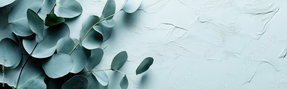 Fototapeta premium background that mimics the pale green color and subtle, waxy texture of eucalyptus leaves, perfect for creating a calm, natural atmosphere