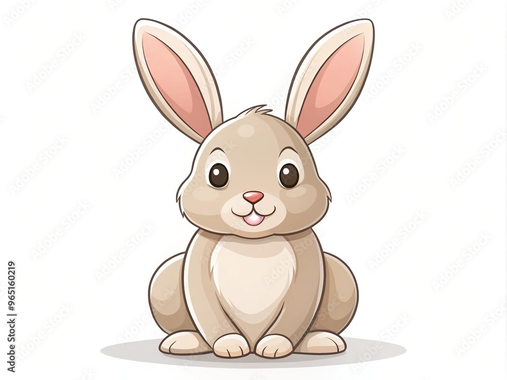 Adorable cartoon rabbit with simple, curved lines and minimal features, sitting on a blank background, perfect for kids' drawing and illustration projects. Adorable cartoon rabbit with simple, curved lines and minimal features, sitting on a blank background, perfect for kids' drawing and illustration projects.