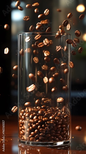 Coffee Beans Falling Into a Glass photo