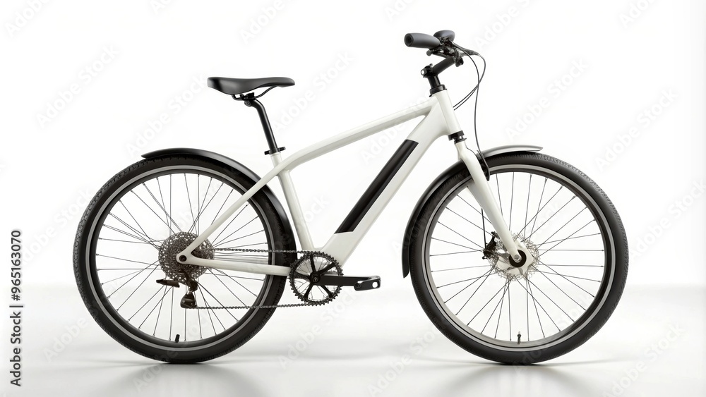 Fototapeta premium Modern electric bike isolated on a white background, electric bike, modern, eco-friendly, sustainable, transportation