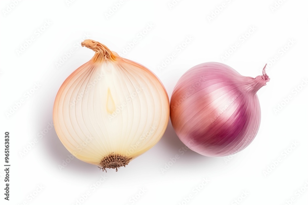 Fototapeta premium Onion and half isolated on white background. Generative ai