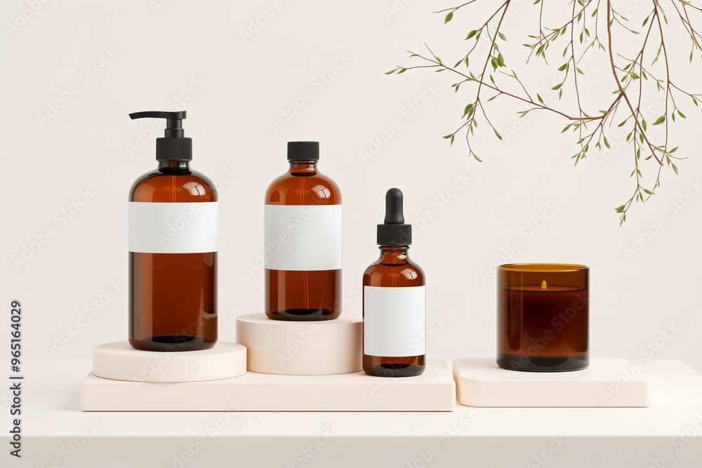 cosmetic bottles with blank label.generative AI cosmetic bottles with blank label.generative AI