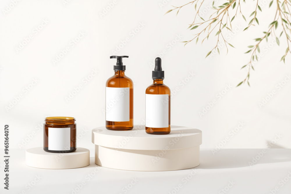 cosmetic bottles with blank label.generative AI cosmetic bottles with blank label.generative AI