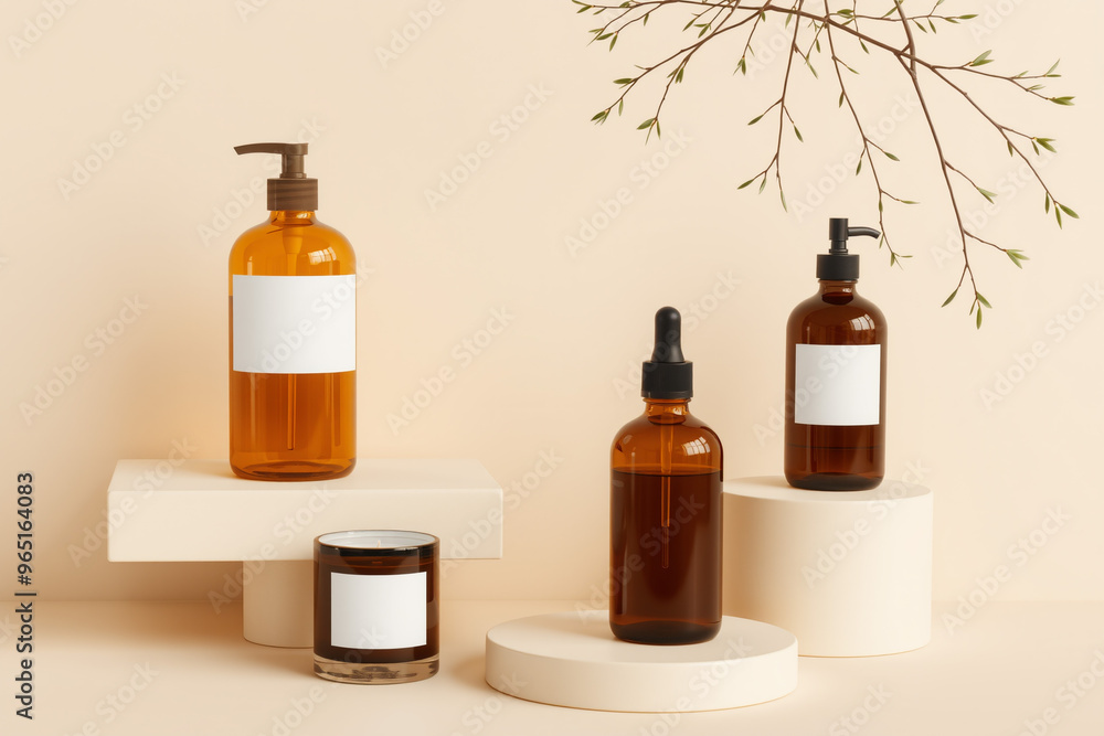 cosmetic bottles with blank label.generative AI cosmetic bottles with blank label.generative AI