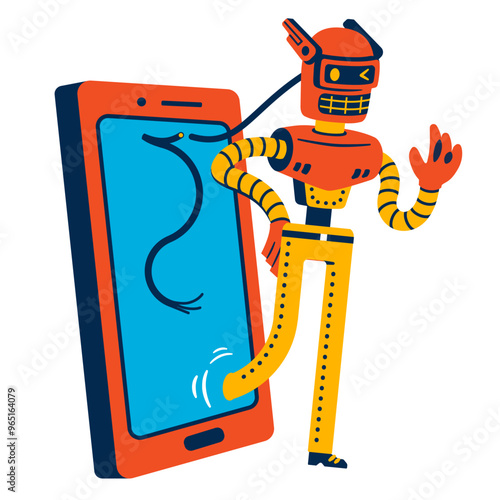 Android coming through smartphone screen