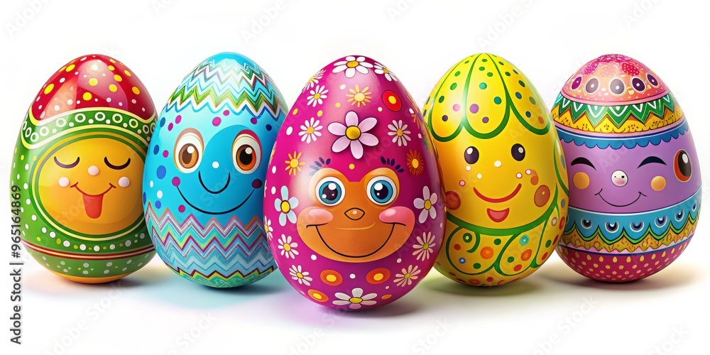 * Easter Eggs come to Life in a Kaleidoscope of Colors, Expressive Emotions, and Intricate Curves, Spreading Happiness * Easter Eggs come to Life in a Kaleidoscope of Colors, Expressive Emotions, and Intricate Curves, Spreading Happiness