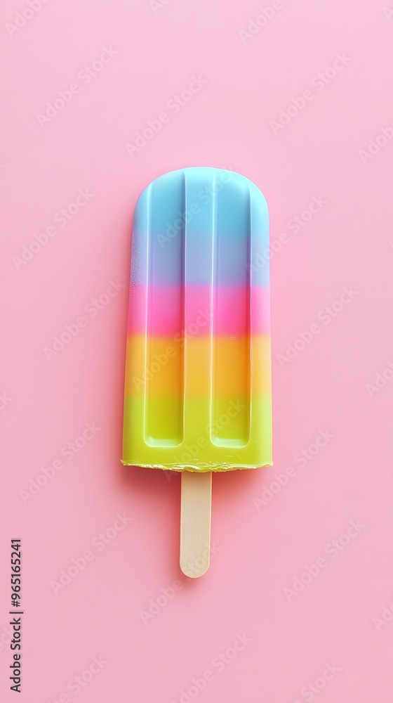 Multicolored Popsicle on a Pink Background Multicolored Popsicle on a Pink Background