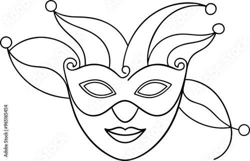 carnival mask line art vector illustration