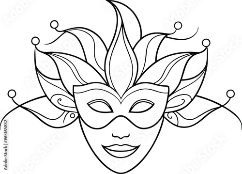 carnival mask line art vector illustration