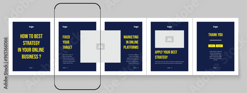 Marketing agency carousel post template pack. Creative social media post design. Business carousel banner. Social media post bundle. Digital marketing banner carousel template