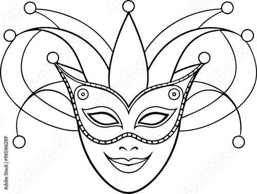 carnival mask line art vector illustration