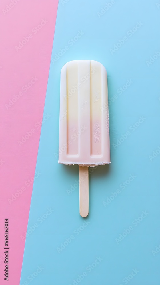 Pink and White Popsicle on a Blue and Pink Background Pink and White Popsicle on a Blue and Pink Background