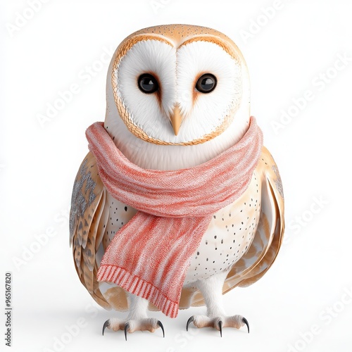 A charming barn owl wearing a cozy scarf, perfect for showcasing nature's beauty and whimsical style in your creative projects. photo