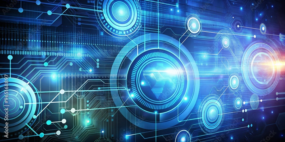 Obraz premium Abstract Futuristic Circuitry, Digital Network, Cyber Security, Technology, Network, Security, Data