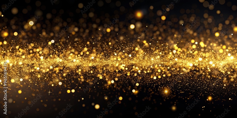 Abstract Golden Glitter on Black Background, bokeh, sparkle, celebration Abstract Golden Glitter on Black Background, bokeh, sparkle, celebration
