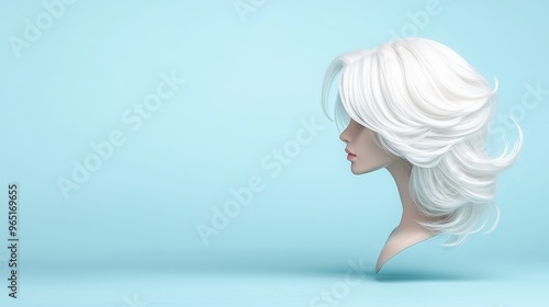 Wallpaper Mural Mysterious John Wick Style Wavy White Wig Standing Out on a Minimalist Background Torontodigital.ca