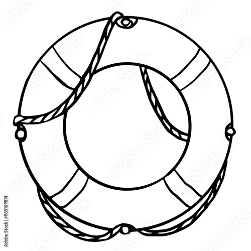 Lifebuoy vector icon in doodle style, hand drawn isolated on white background for  Sea, ocean, beach, sail poster, banner, card design.