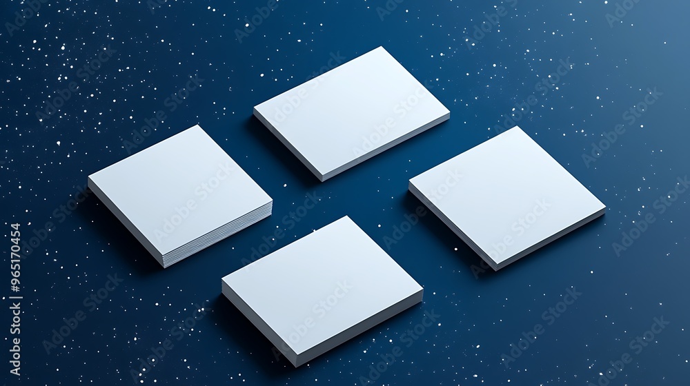 Three Blank Book Covers on a Dark Blue Background with Stars Three Blank Book Covers on a Dark Blue Background with Stars