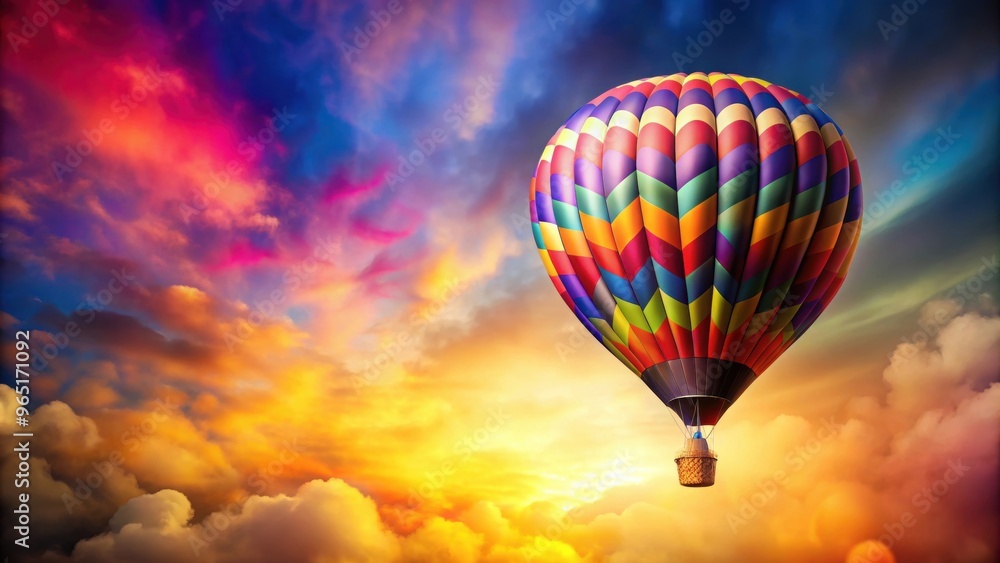 Fototapeta premium Colorful hot air balloon floating in abstract background, hot air balloon, colorful, abstract, background, floating, sky