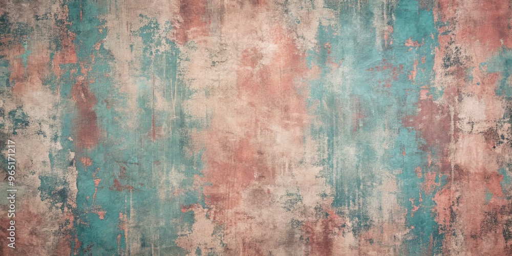 Abstract Wall with Teal and Peach Tones, Grunge Texture, Wall Art, Vintage, Rustic, Background Abstract Wall with Teal and Peach Tones, Grunge Texture, Wall Art, Vintage, Rustic, Background