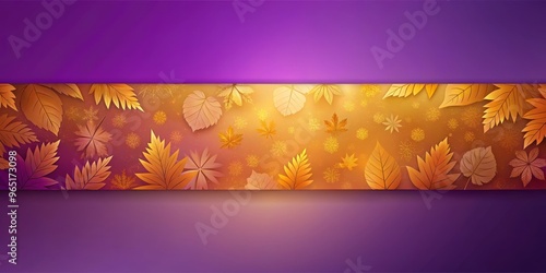 Autumn Leaves on Purple Bac...
