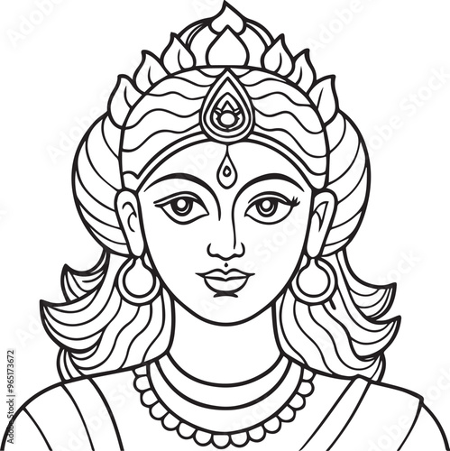 navratri line art vector