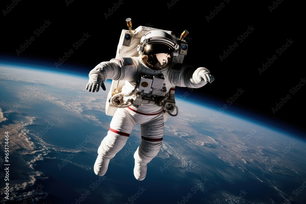 Fototapeta premium Astronaut space exploration parachuting.