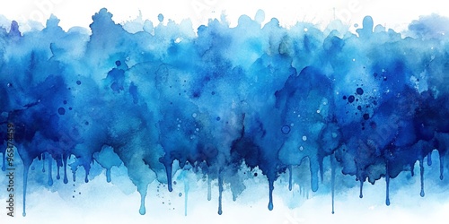 Blue Watercolor Dripping Ab...