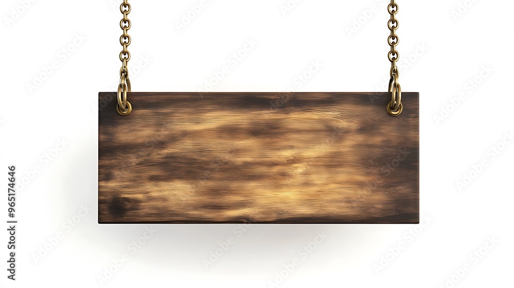 Empty Wooden Sign Hanging on Chains Empty Wooden Sign Hanging on Chains